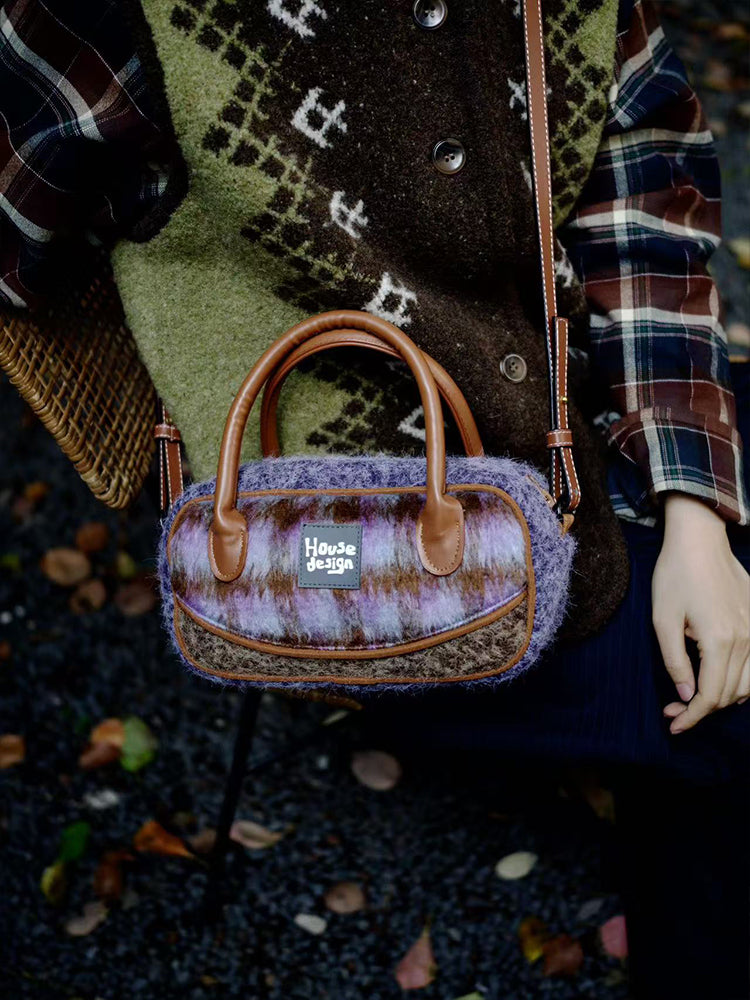HouseDesign Retro Woolen Crossbody Bag