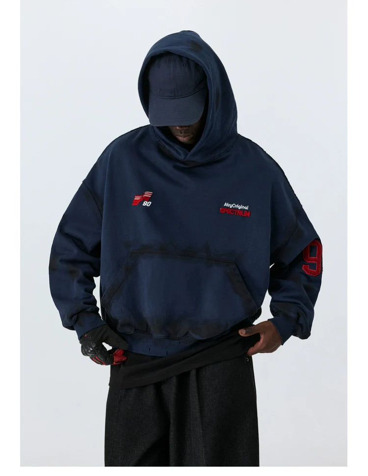 ATRY Dirty Dyed Damage Blockbuster Short Embroidered Sweater