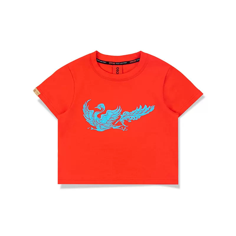 OSCill Phoenix Painting Slim Short Sleeve Retro Top