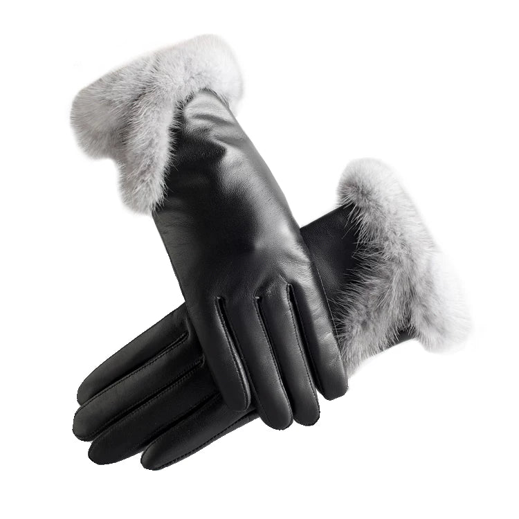 St. John's Goatskin Mink Fur Touch Screen Gloves