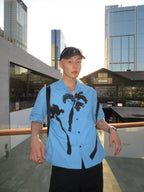 Weave Island Date Cuban Collar Printed Short Sleeve Shirt