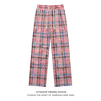 HTTAOSUP Retro Plaid Wide-Leg Pants