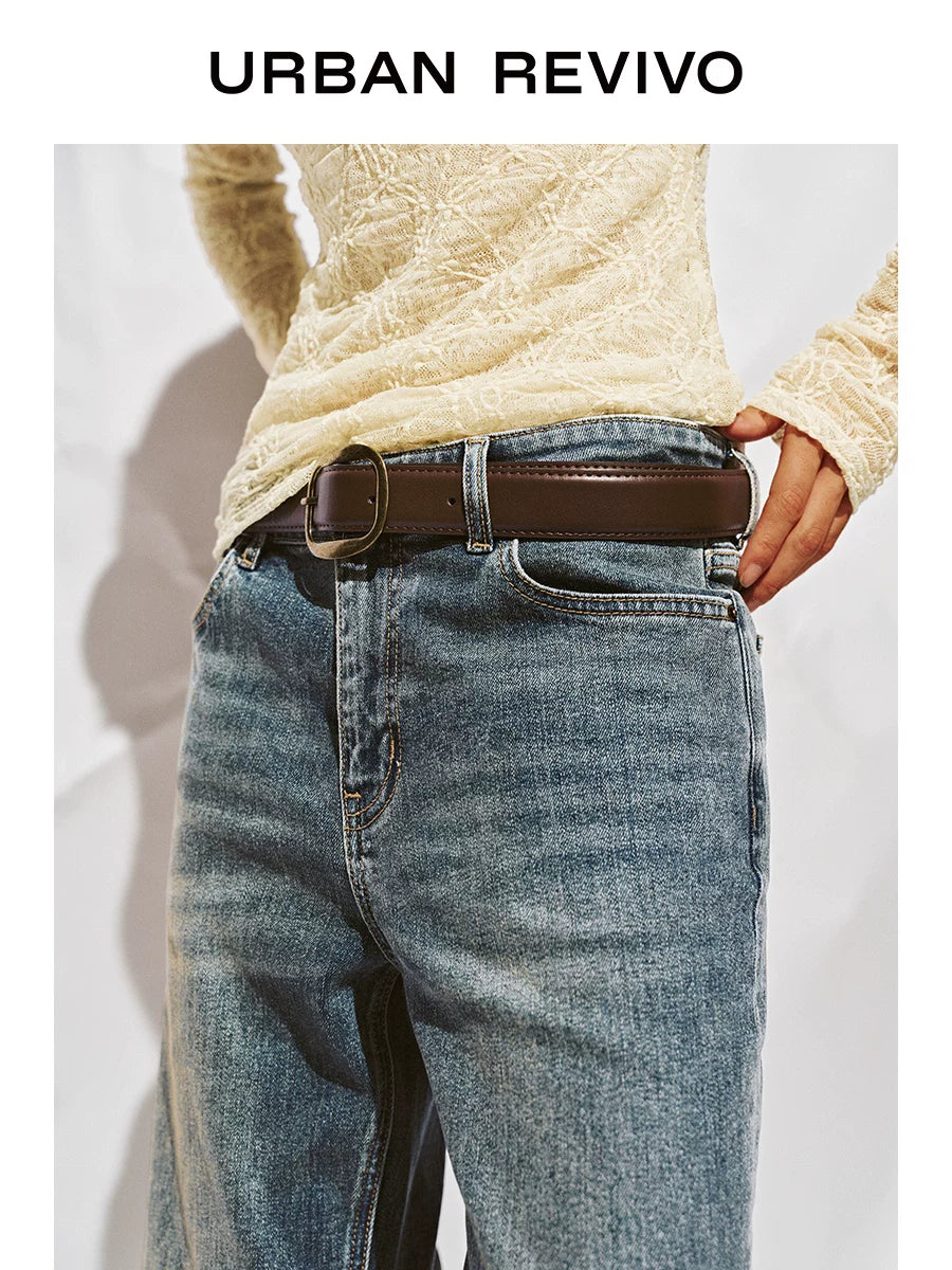 Urban Revivo Streamer Washed Flared Jeans