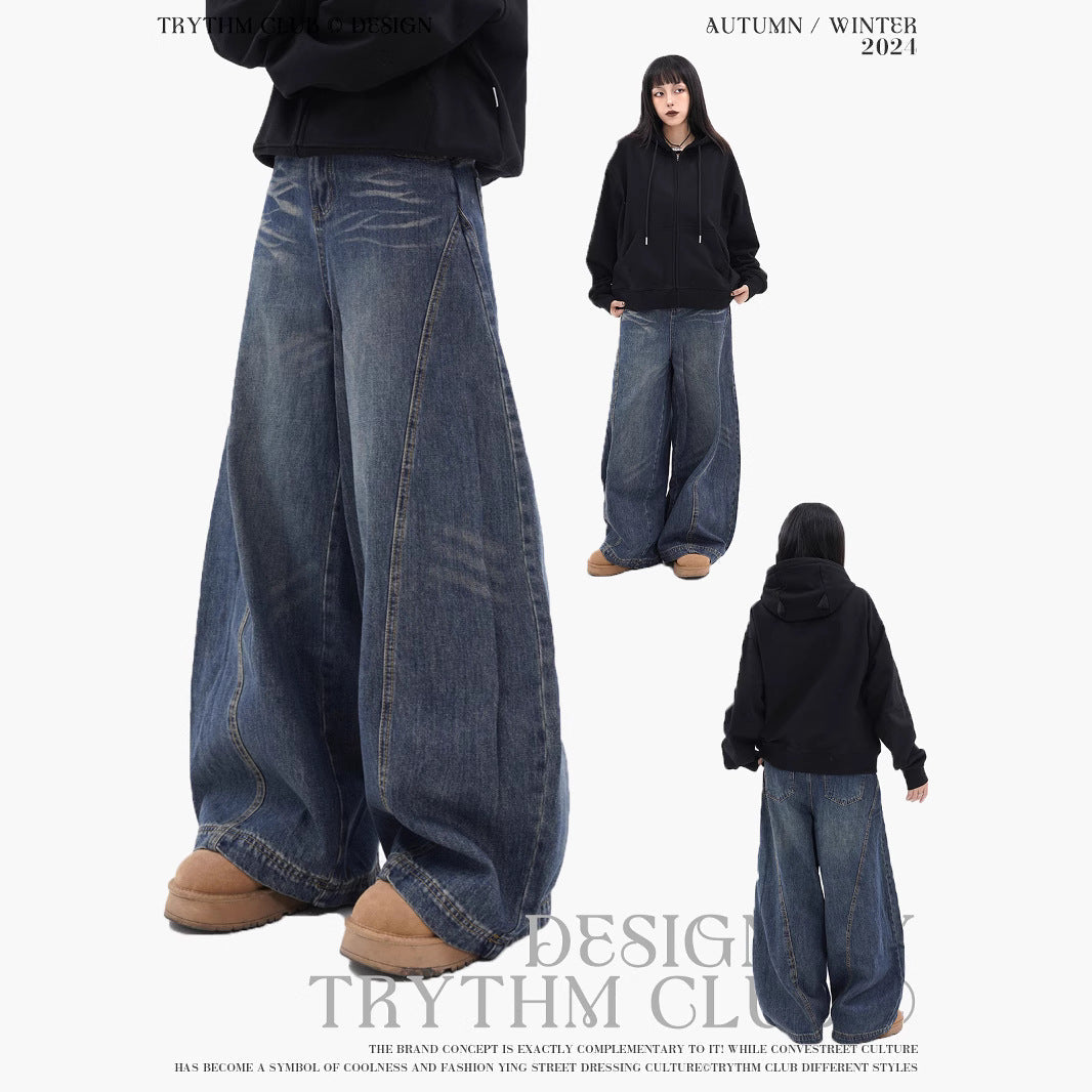 TRYTHMCLUB Wide-leg Baggy Retro Jeans