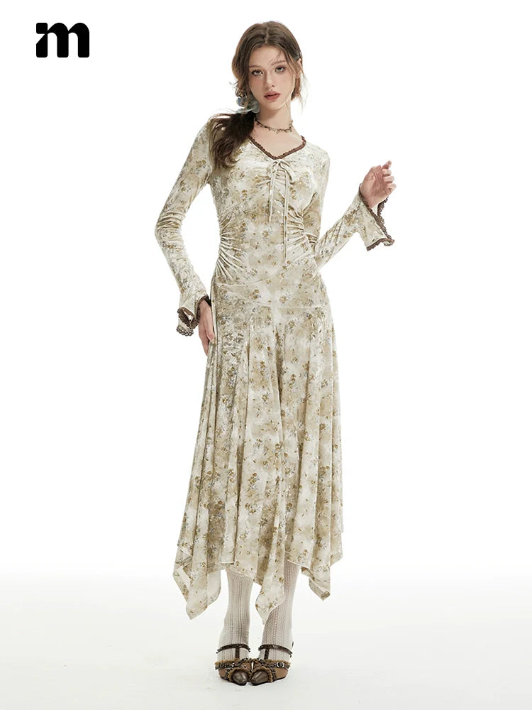 Imone Floral Waist Irregular Flared Sleeve Dress