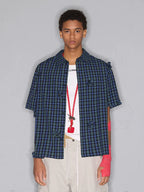 Rocawear Handmade Flower Plaid Short Sleeve Shirt