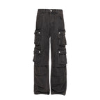 TRYTHMCLUB Vintage Wide Leg Straight Loose Multi-Pocket Jeans