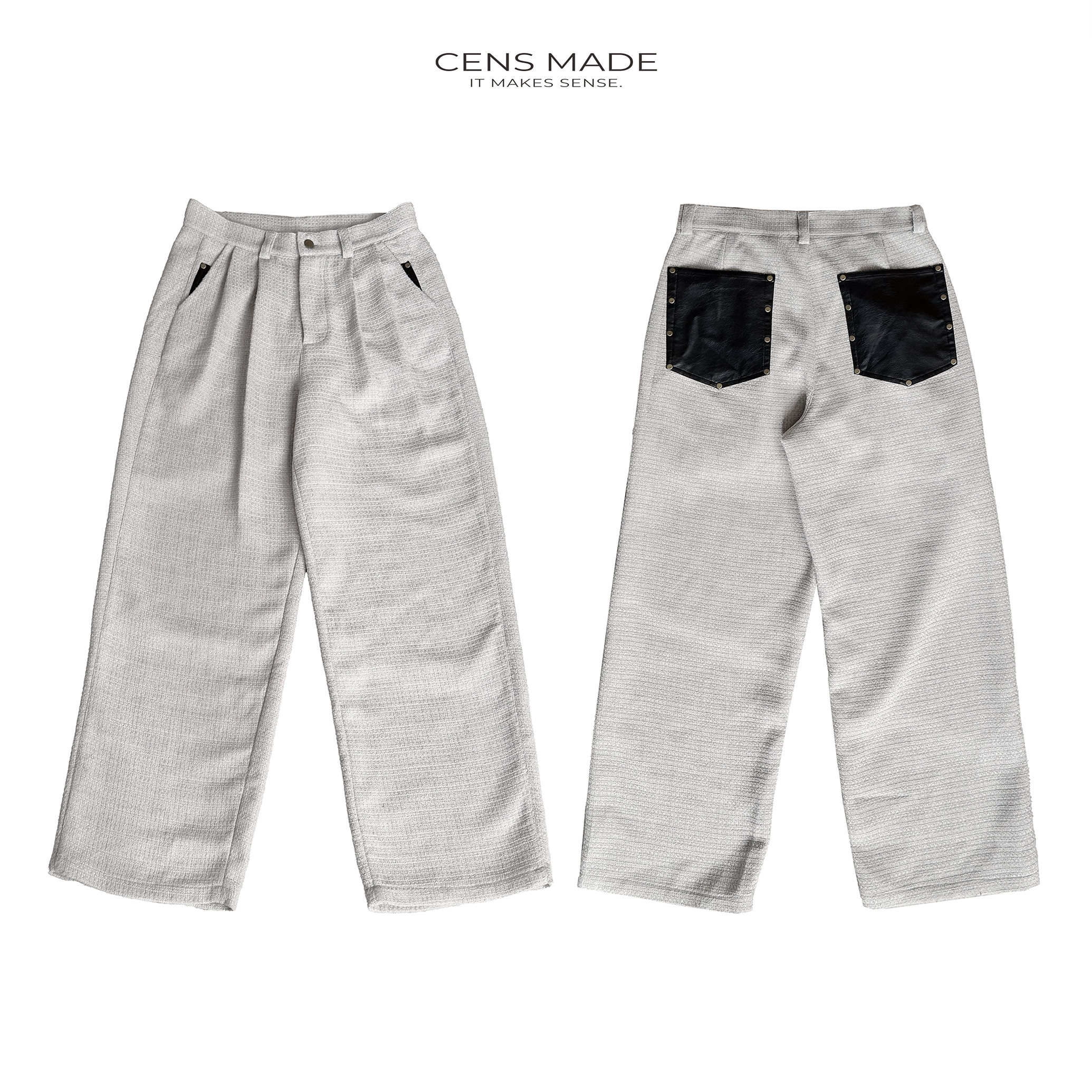 CENSMADE Tailored A-Line Wide-Leg Trousers