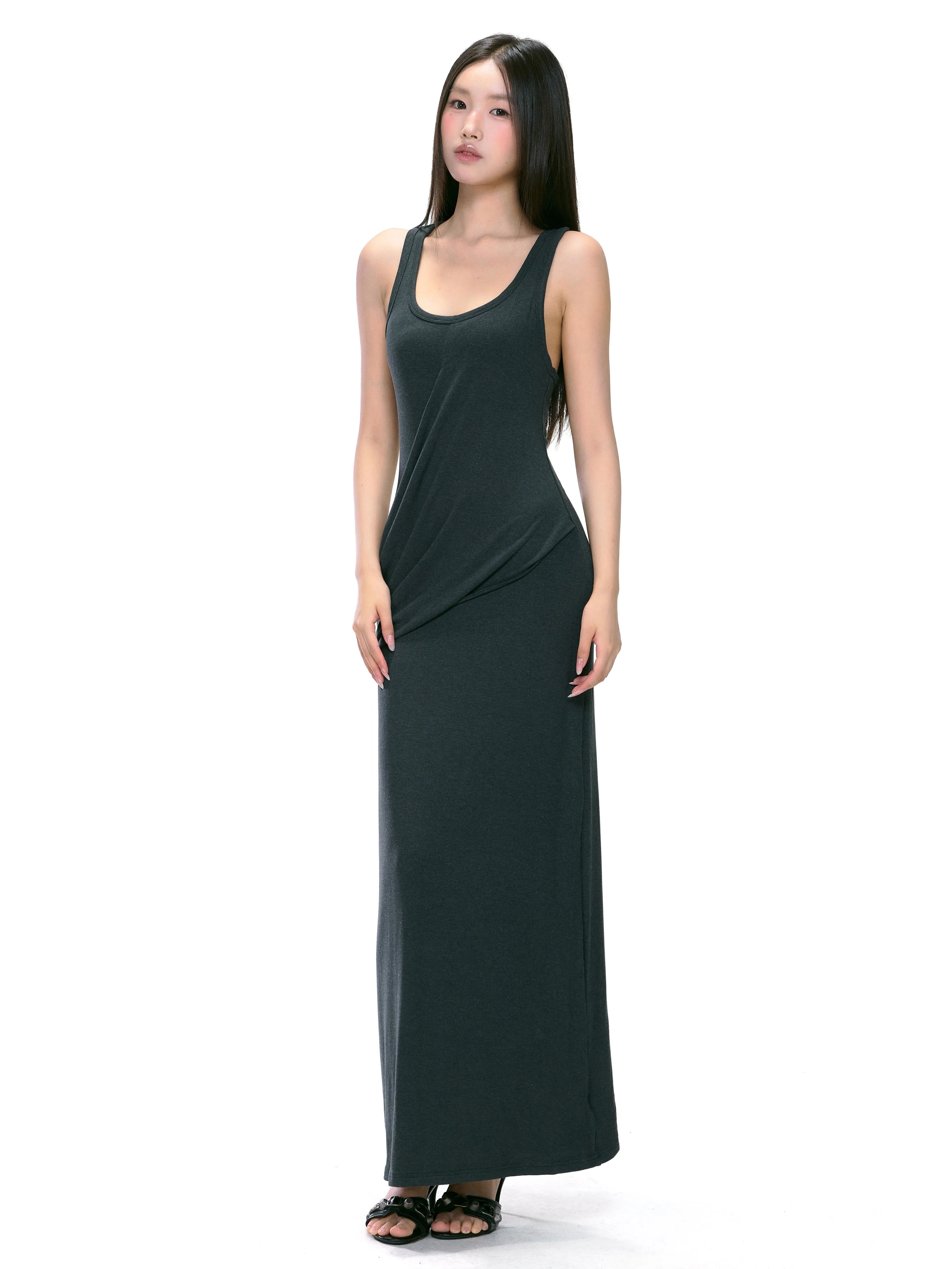 WITHMIN Sleeveless Pleated Vest Dress