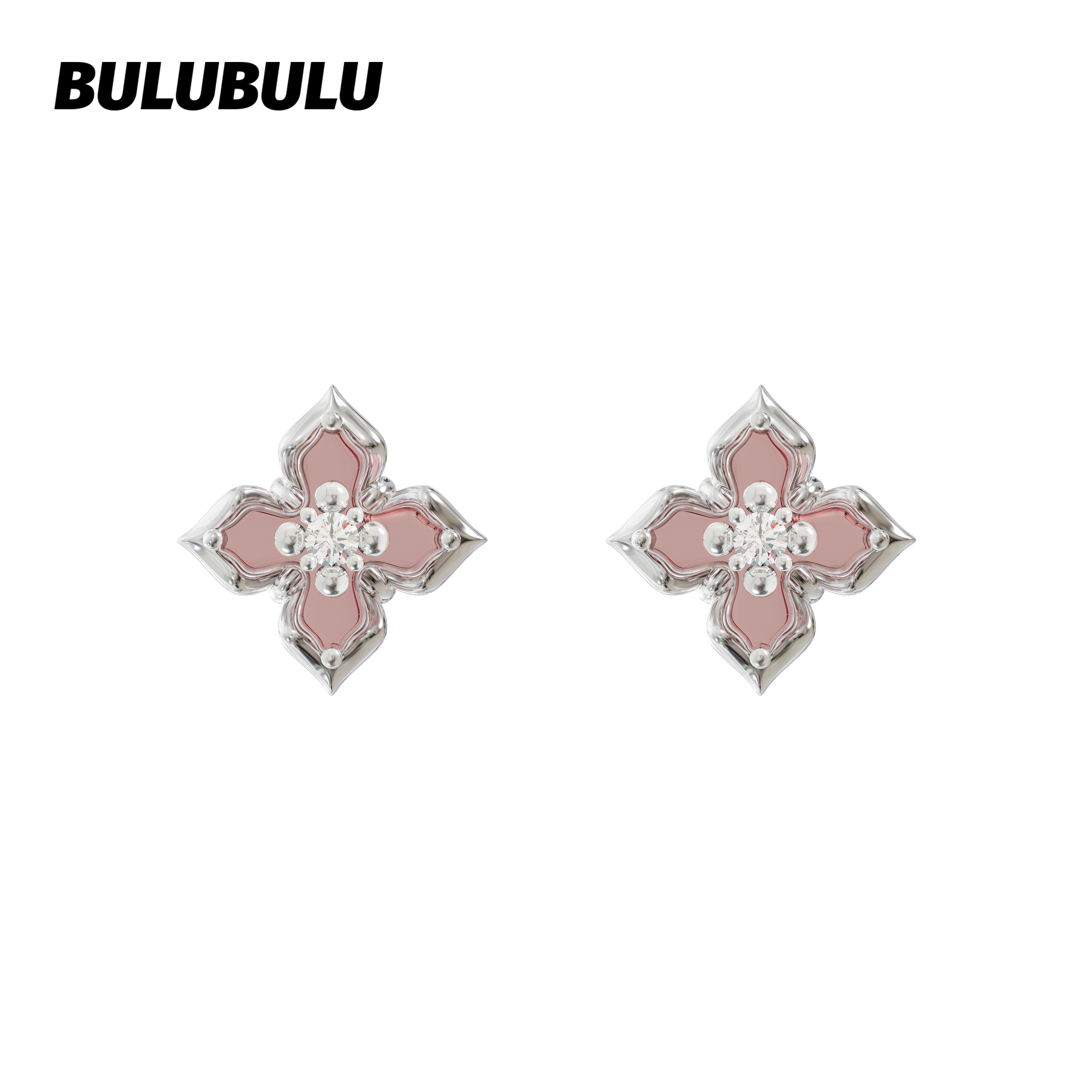 BULUBULU Shaoguang 2.0 Pink Mirror Flower Earrings
