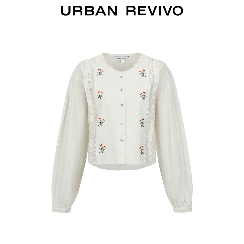 Urban Revivo Floral Embroidered Lace Shirt