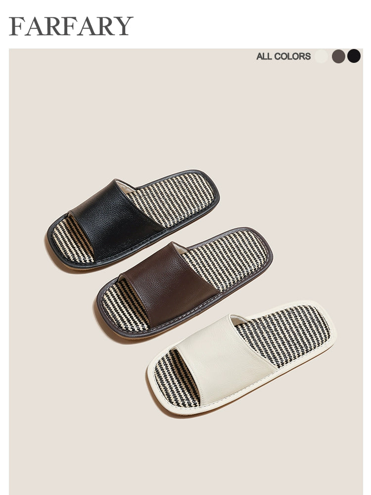 Farfary Cowhide Luxury Indoor Slippers
