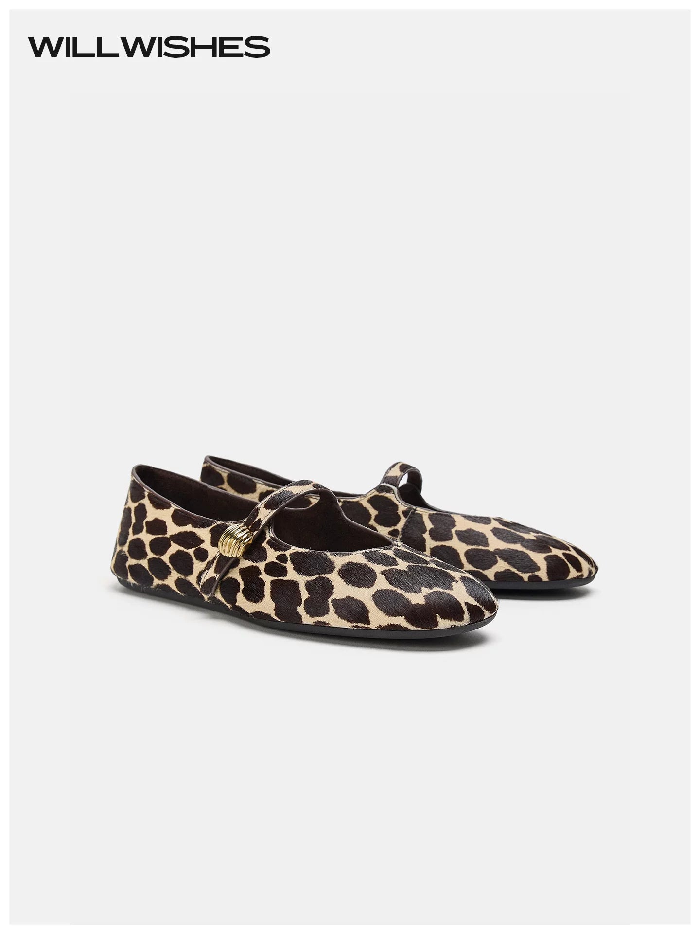 Wang Ding Printed Cowhide Fur Ballet Mary Jane Shoes
