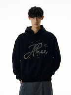 A PUEE Letter Pearl Short Front Shoulder Ruffian Sweater