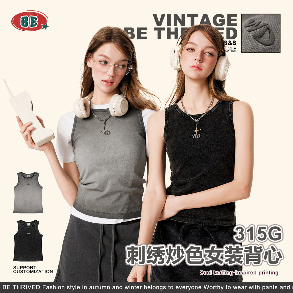 BE Women's Embroidery Logo Slim Fit Vest tee