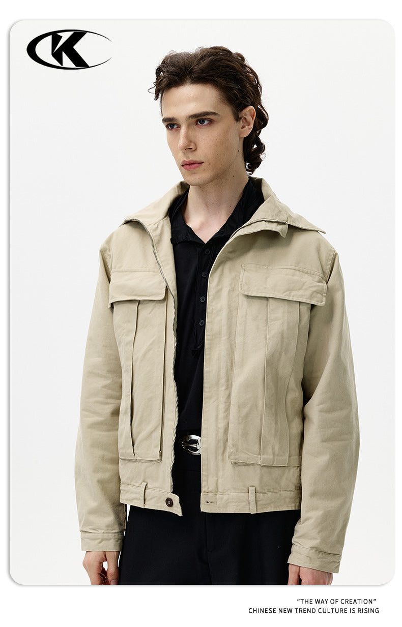 11KN Vintage Big Pocket Loose Lapel Jacket