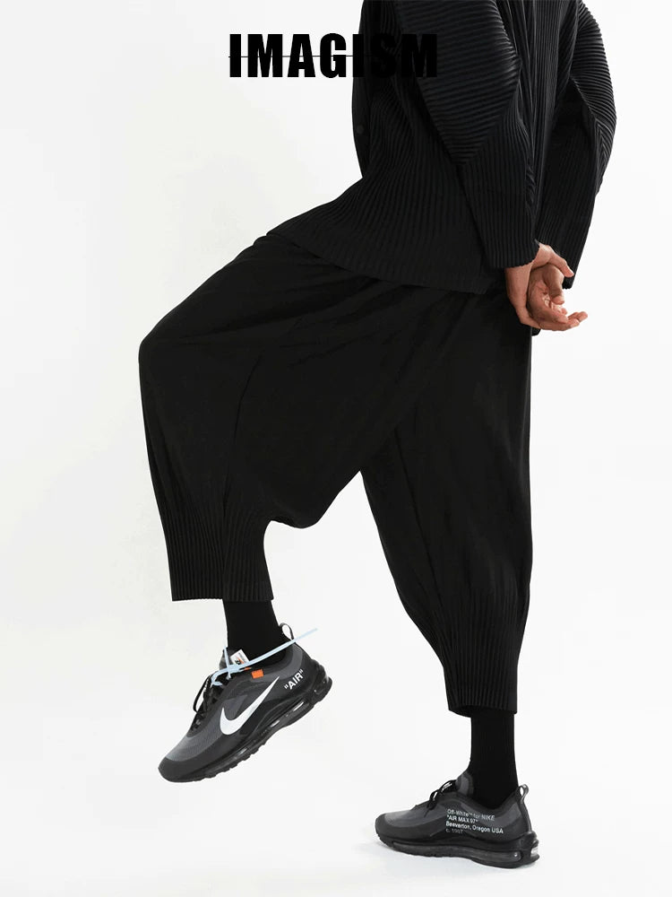 IMAGISM Japanese Pleated Harem Lantern Nine Point Pants JF151