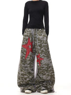BTSG Star Pixel Wide Leg Camo Sweatpants