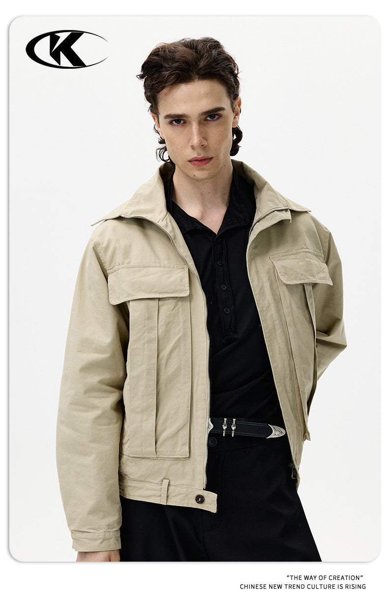 11KN Vintage Big Pocket Loose Lapel Jacket