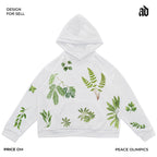 Artist Series Plant Print Retro Hooded Sweatshirt