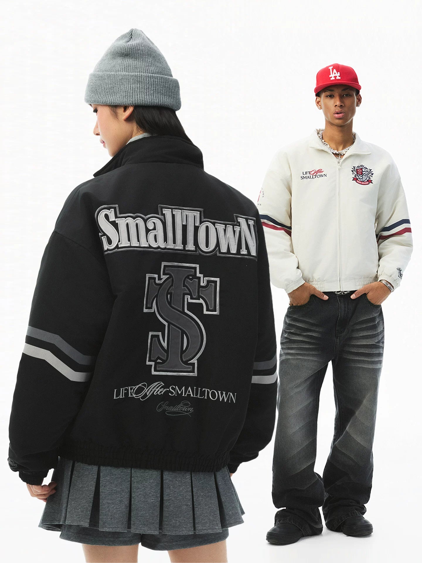 STK SmallTownKid Racing Badge Spliced Cotton Jacket