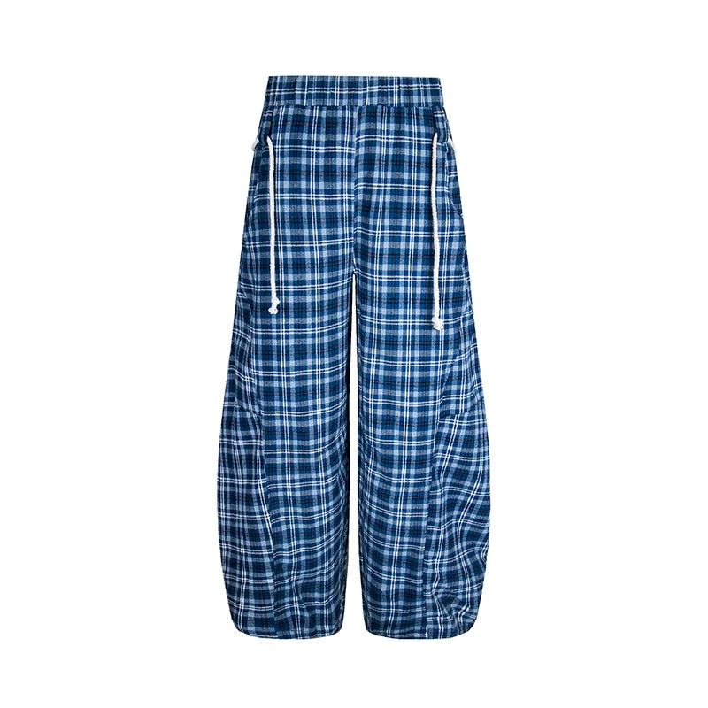 SIXMINU Sweet Scimitar Plaid Wide Leg Pants