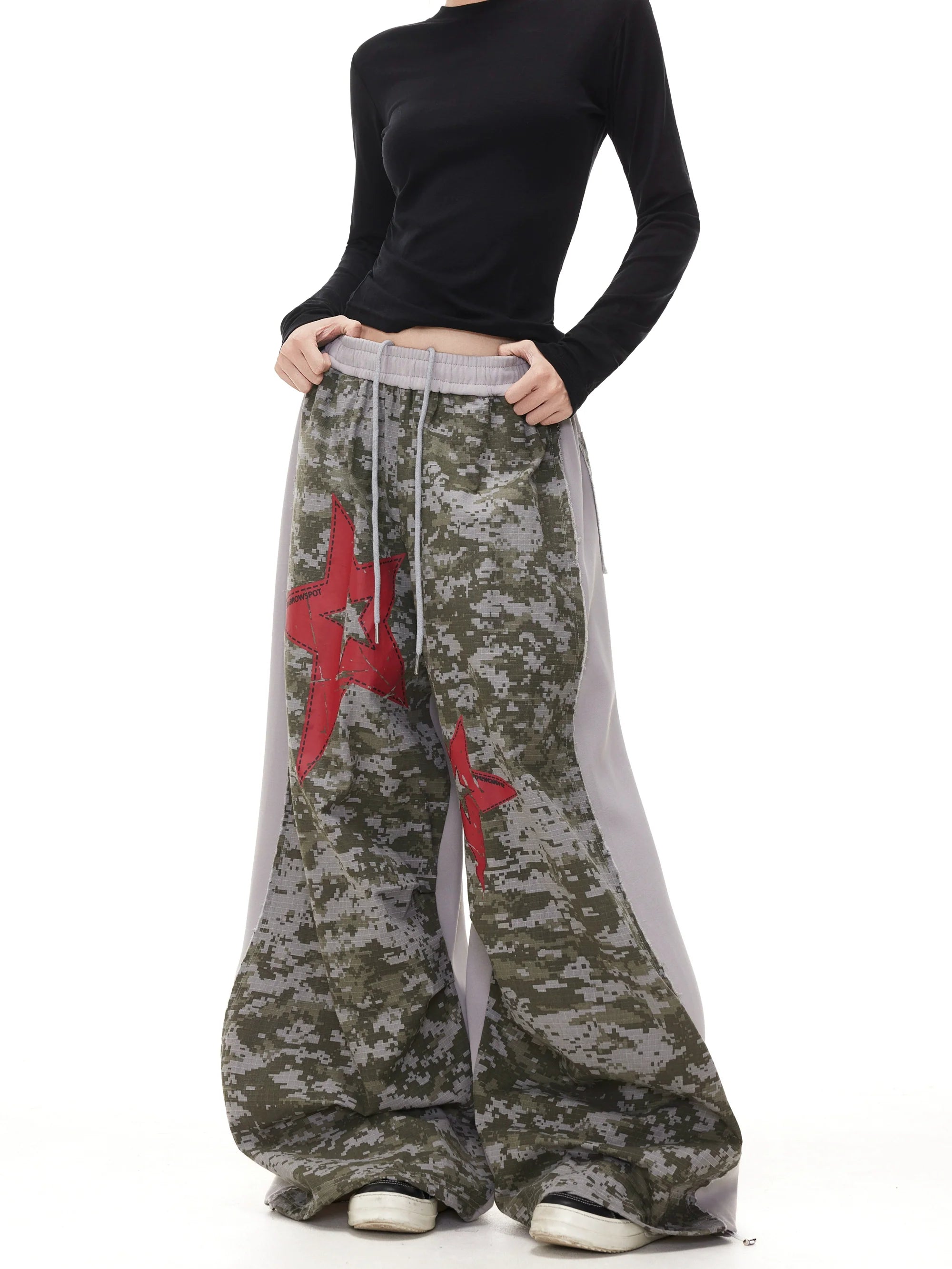 BTSG Star Pixel Wide Leg Camo Sweatpants