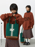 CryingCenter Vintage Green Knitted Tote Bag Large Capacity Shoulder Tote Bag