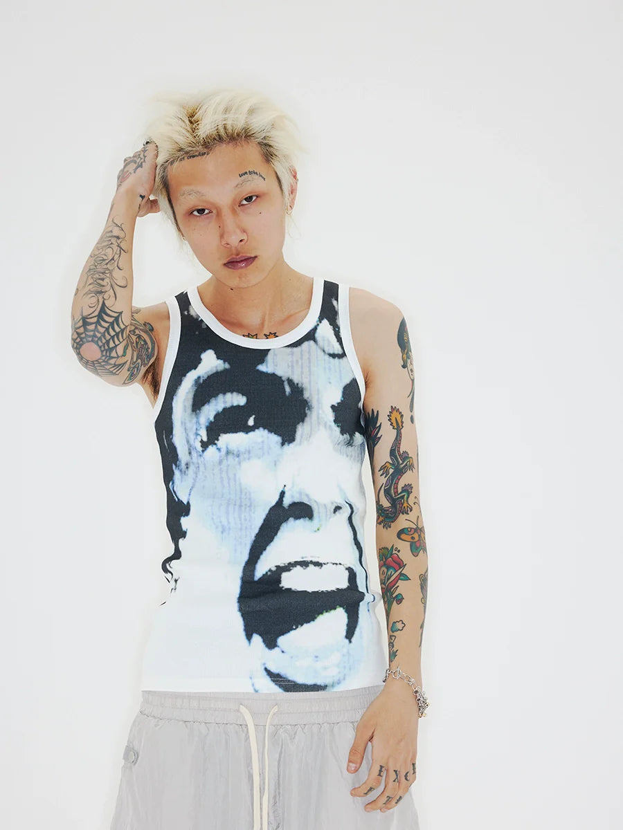 CHAI American Printed Ribbed Sleeveless Vest