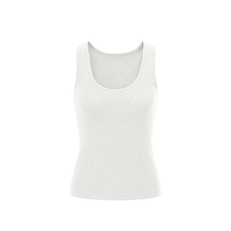 Inflation High Elastic Threaded U-Neck Suspender Bottom Shirt