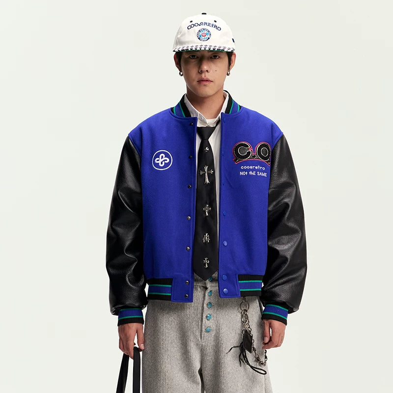 CoosRetro Autumn Winter Embroidered Baseball Jacket