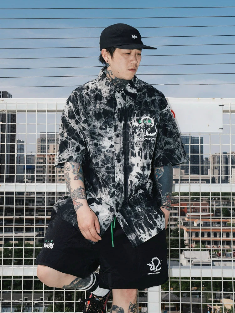 STA Tie-dye Lapel Button-down Shirt