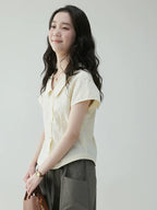 VOOE Lapel Slim Commuter Short-sleeved Shirt