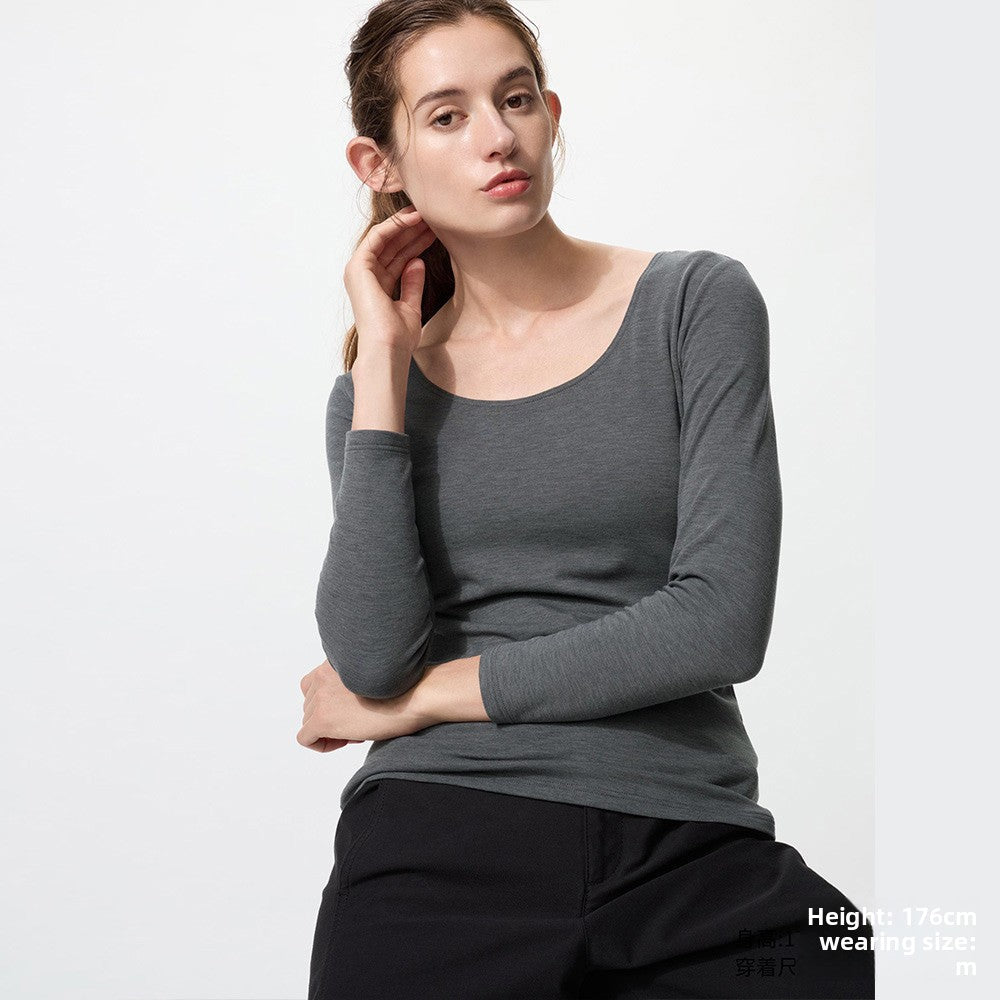 Uniqlo Cotton-blend U-neck T-shirt/8-point Sleeve Warmer