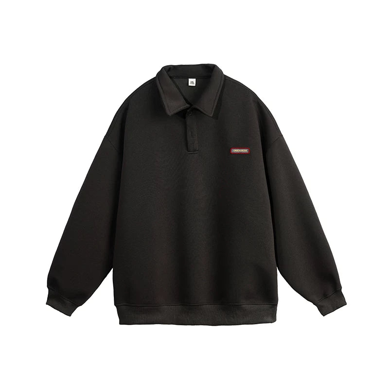 SOSTINE Polo Collar Pure Lapel Long Sleeve Top