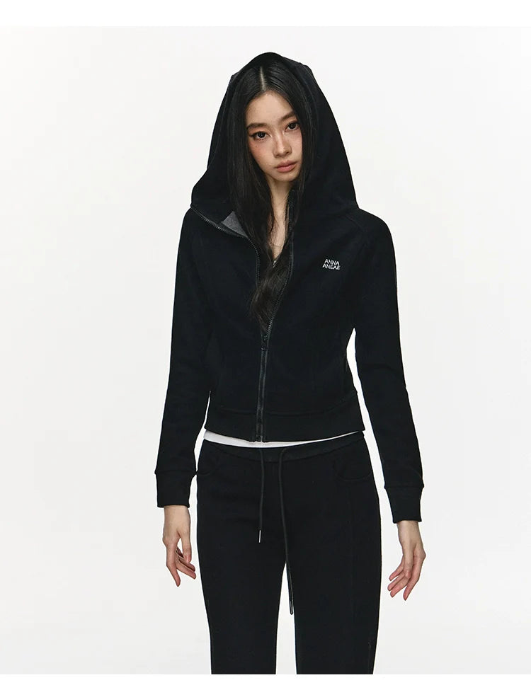 Anna Aneae Hooded Short Sweater Sports Two-piece Set