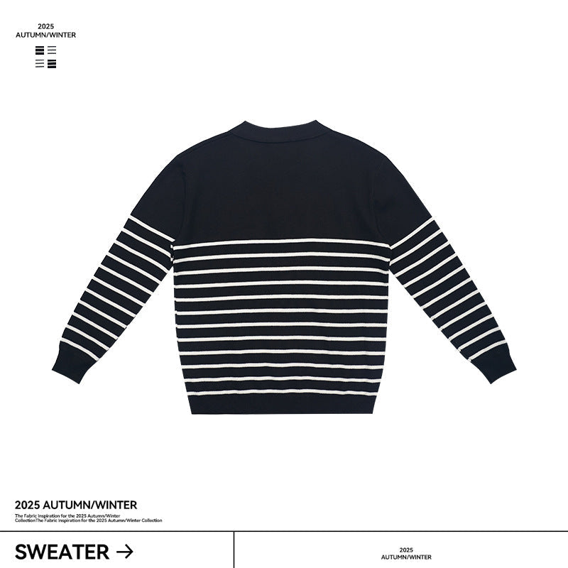 UNF Casual Contrast Striped Knitted Sweater