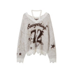 HTYM Halter One-Shoulder Mohair Sweater for Women