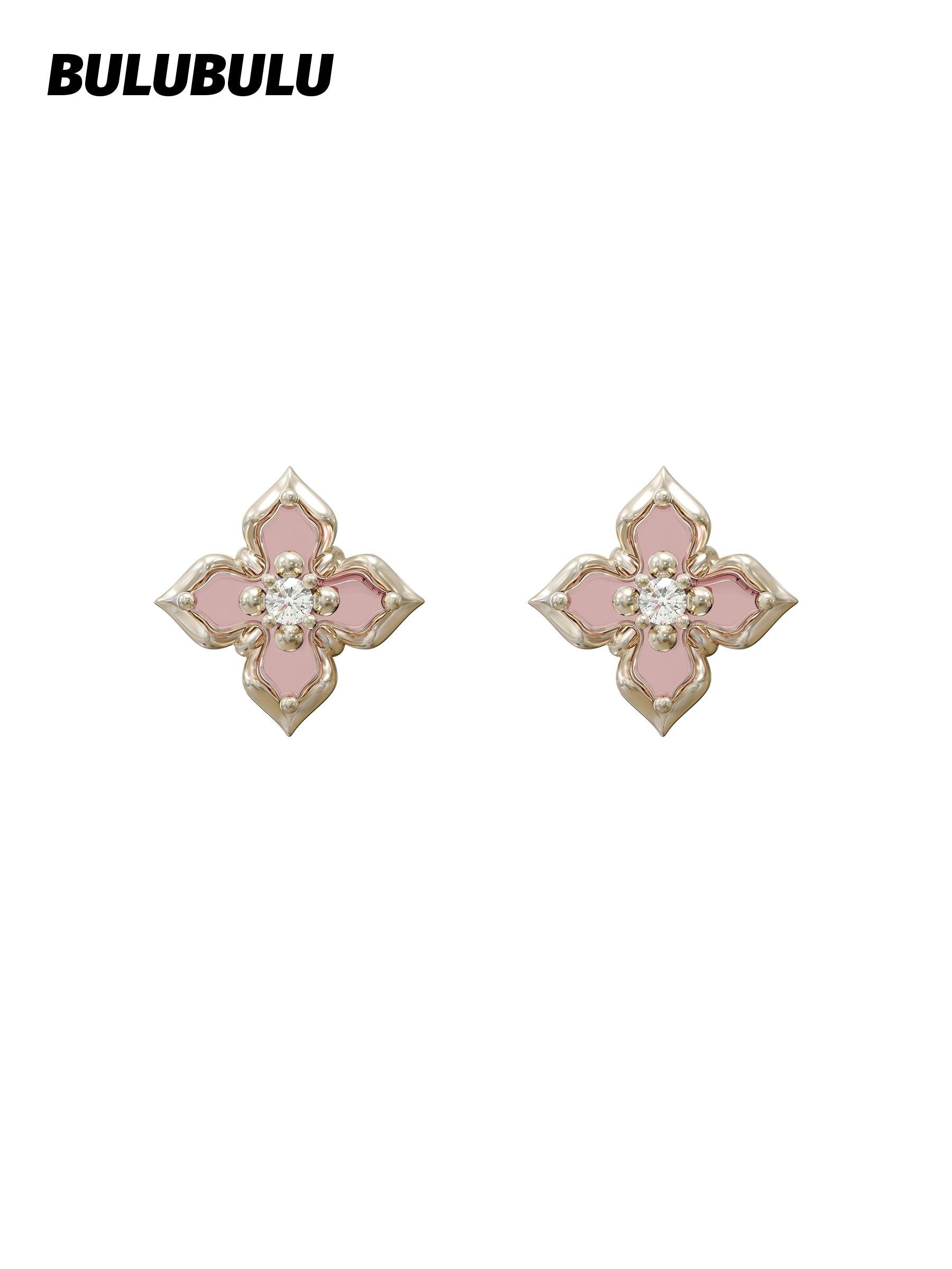 BULUBULU Shaoguang 2.0 Pink Mirror Flower Earrings