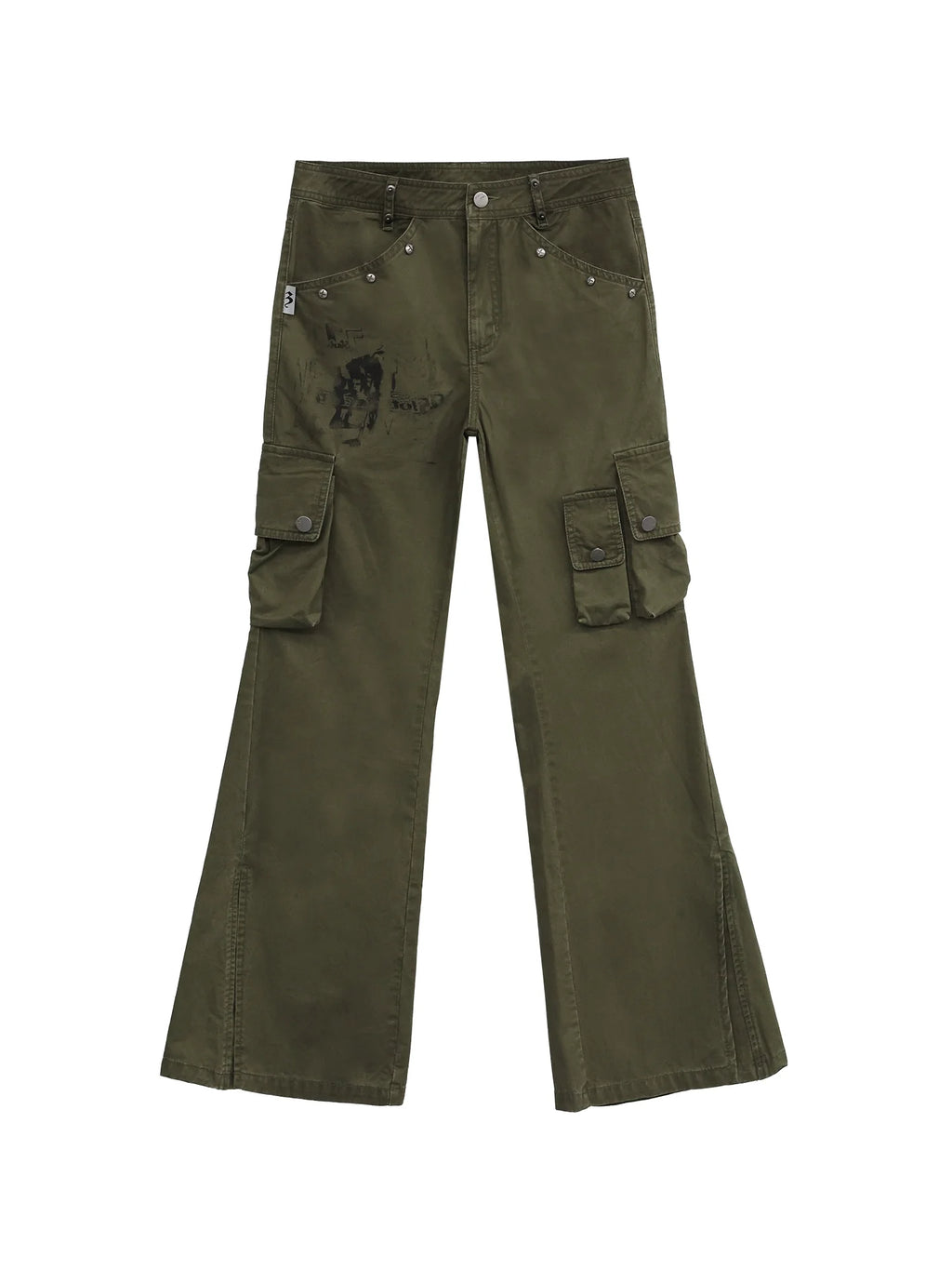 FUZZYKON Retro Portrait Print Tooling Flared Pants