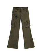 FUZZYKON Retro Portrait Print Tooling Flared Pants