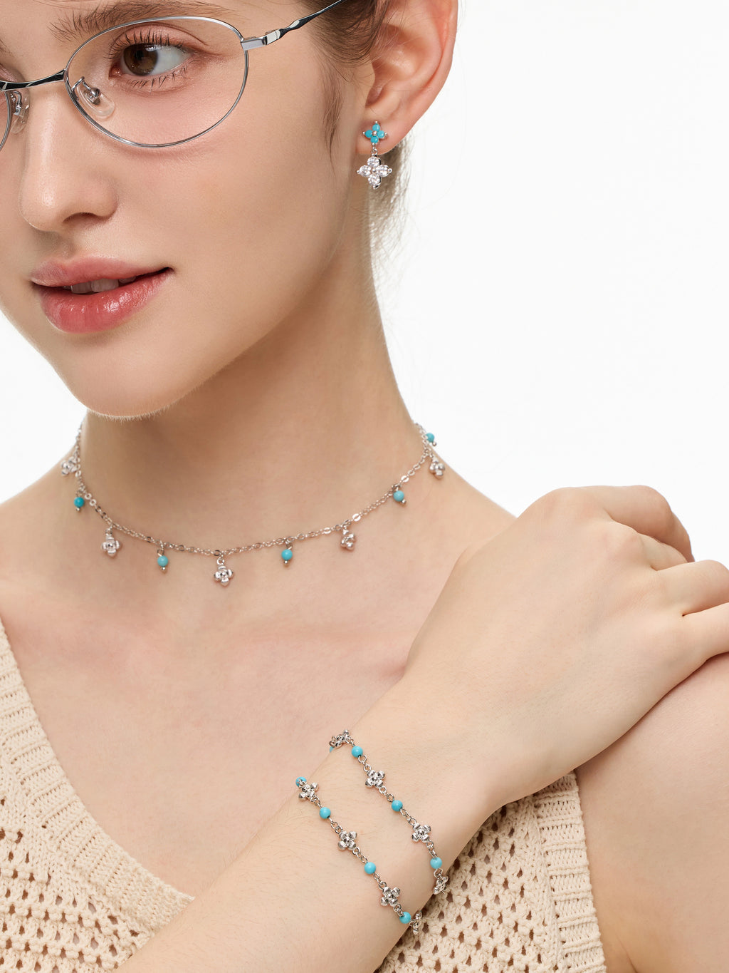 BULUBULU Rime Turquoise Silver Necklace