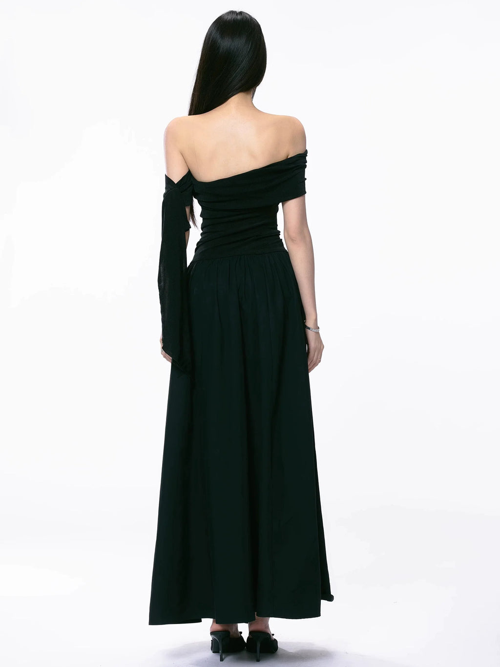 WTIHMIN Slanted Shoulder Strap Off-the-shoulder Dress