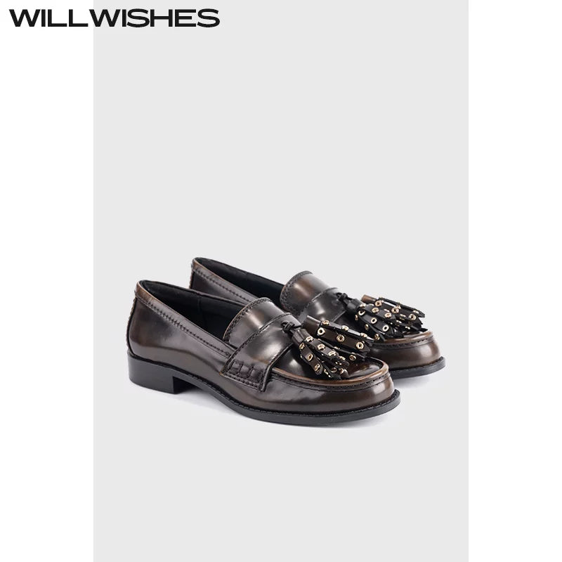 WILLWISHES Wang Ding Niche Retro Tassel Loafers
