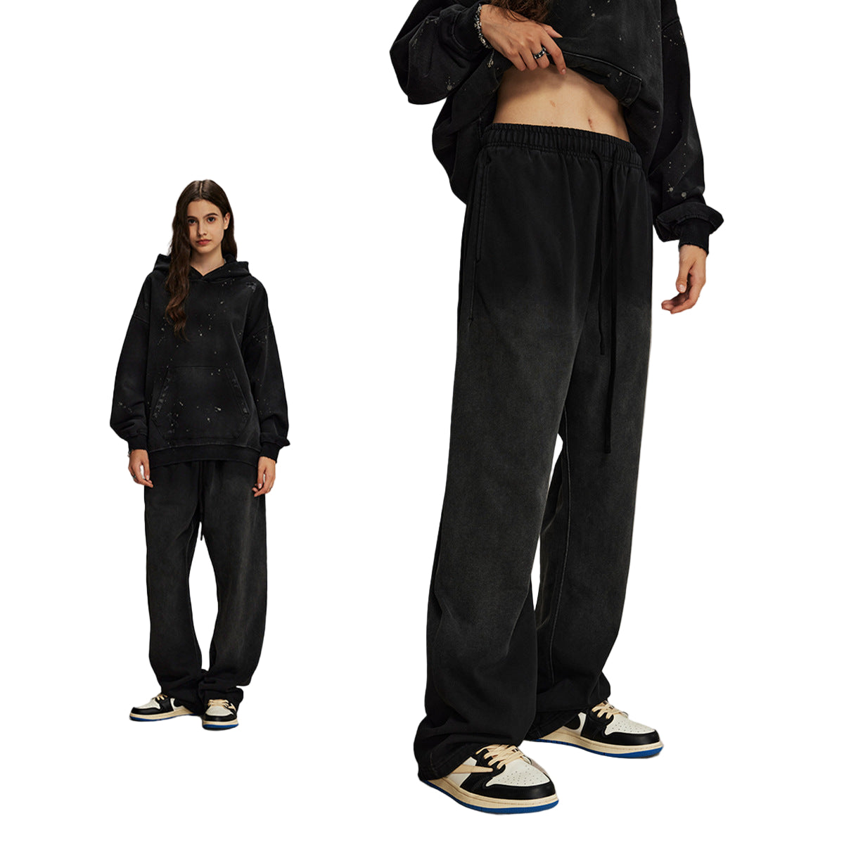 ARTIE Distressed Terry Hoodie & Sweatpants Set