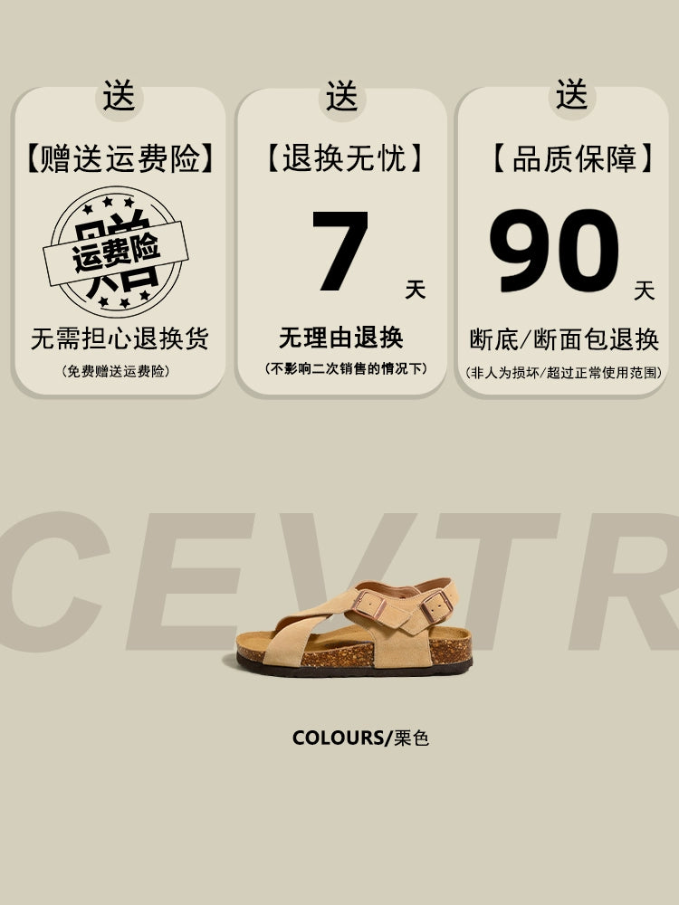 CENTREKALEM Genuine Leather Retro Roman Sandals
