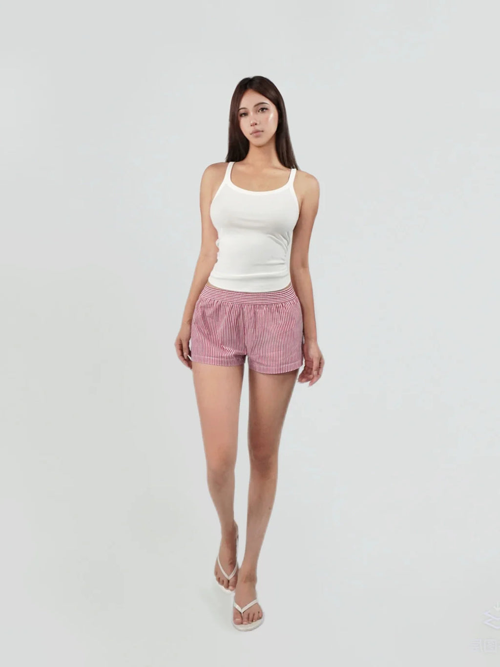 Jim Kennet Low-rise Striped Straight Casual Shorts