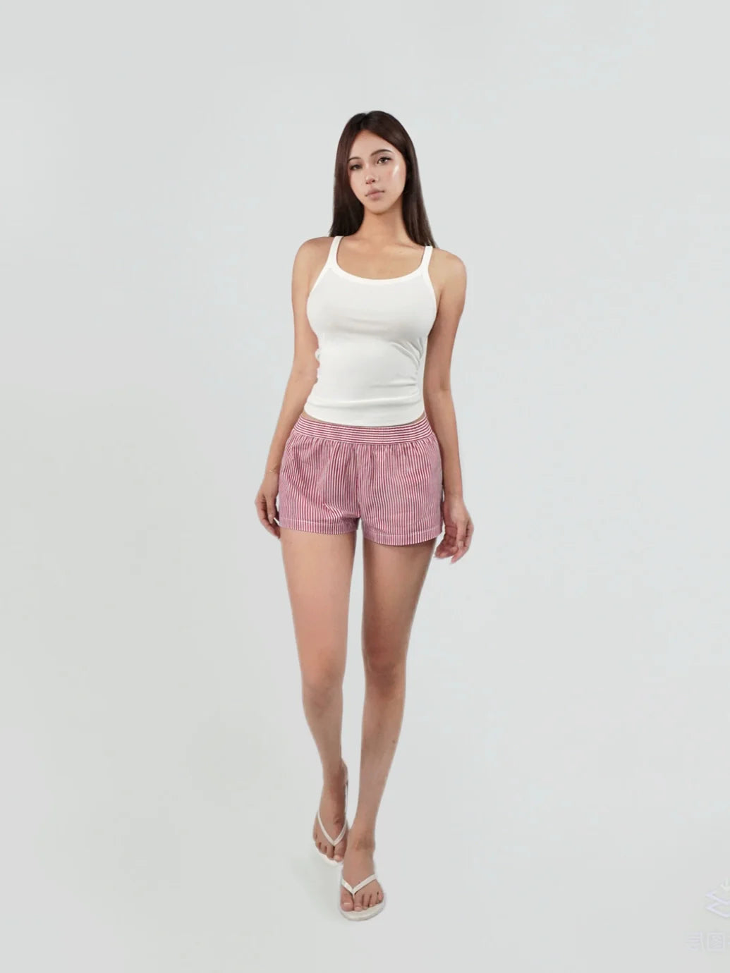Jim Kennet Low-rise Striped Straight Casual Shorts
