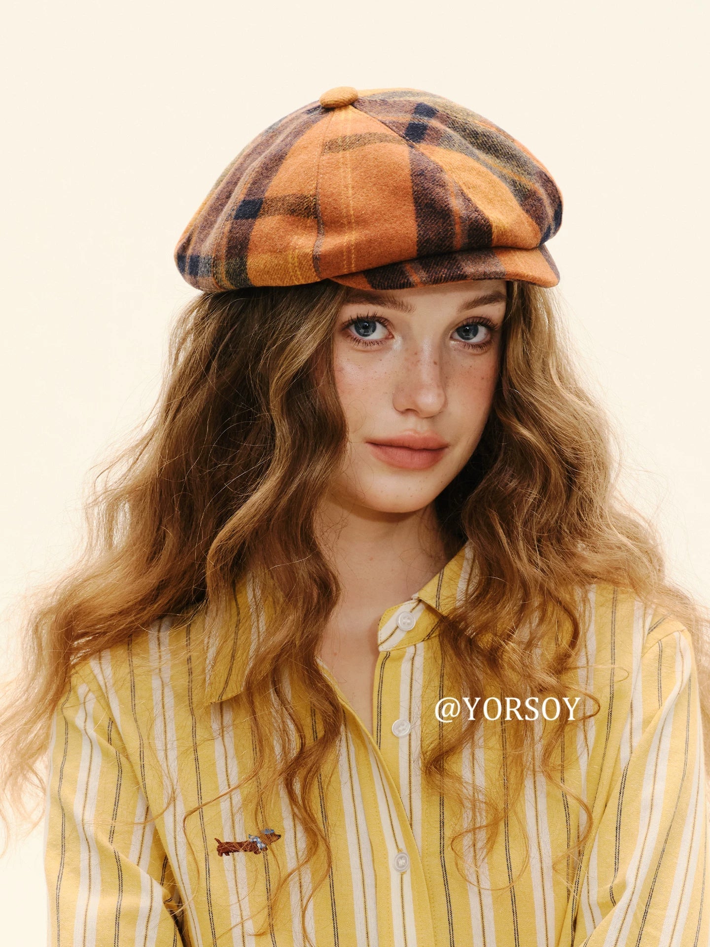 YORSOY Vintage College Plaid Thermal Beret