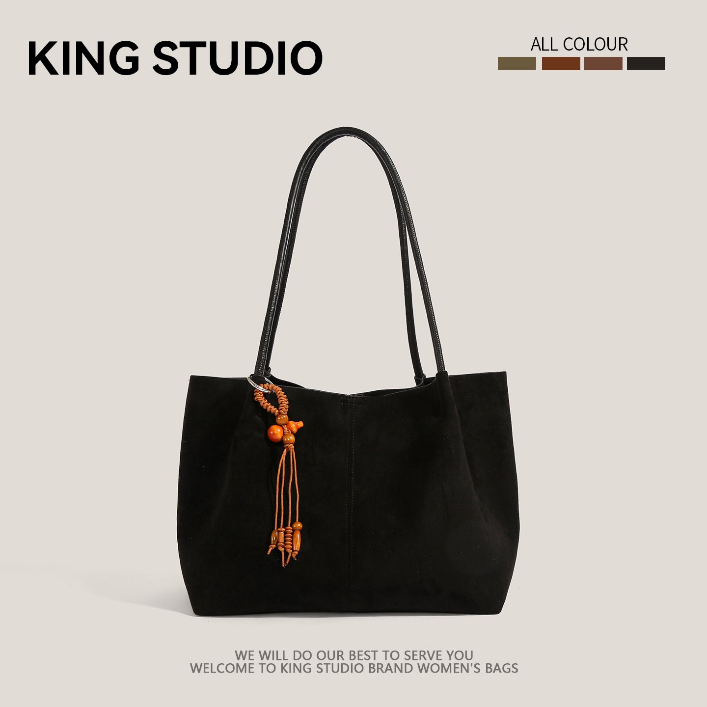 DrinKing Large Retro Suede Tote Bag